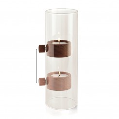 Philippi Teelichthalter Lift L Ø 7cm Glas/Walnuss 129014 