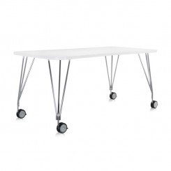 Kartell Schreibtisch auf Rollen 160cm Max zinkweiß 45112M 
