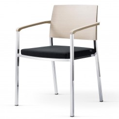 Wiesner Hager Stapelstuhl Sign_2 mit Holz-AL 6831-701 Eiche/Sitzpolster konfigurierbar 