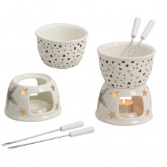 Schokoladenfondue Set Stern/Herz Dekor aus Porzellan 10016433 