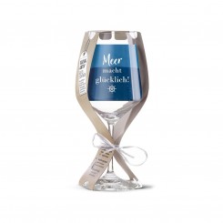 Glas Weinglas "Meer macht glücklich" 500ml Wellenglück 52900 