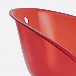 Pedrali Gliss 902 Barhocker mit rot-transparenter Sitzschale Gestell schwarz, 2 Stück