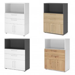 Hammerbacher FlexWall Set 3OH mit Türen 1OH, Schub, konfigurierbar 