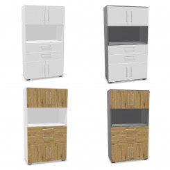 Hammerbacher FlexWall Set 4OH, mit Türen 1OH, Schub, konfigurierbar 