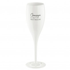 Koziol Sektglas mit Druck CHEERS No. 1 CHAMPAGNE THE NEW MEDICINE weiß 100ml 3450525 