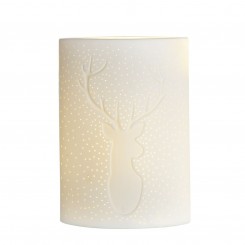 GILDE Porzellan Lampe Ellipse Hirsch weiß 26cm 32824 