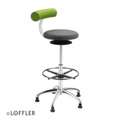 Löffler AOGO XL Stehhocker mit Rückenlehne Fußkreuz Typ A, konfigurierbar 