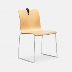 Löffler MESAMI 2 Stuhl mit Kufengestell und Holzschale MM0030S, konfigurierbar 