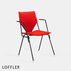 Löffler MOONRAKER Stapelstuhl mit Armlehnen MR1101r Rot/Schwarz