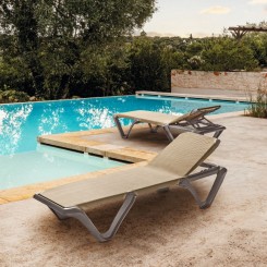 Myyour Sonnenliege Bali 4er Set 305BALI02/0500 Gestell Tortora / Bezug Sand