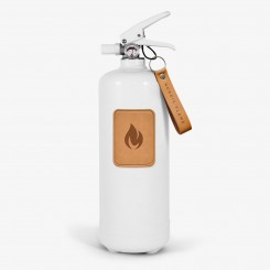 Nordic Flame Feuerlöscher weiß mit Leder Emblem Hell 2 kg N120 