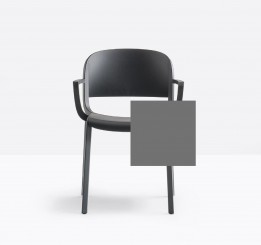 Pedrali Dome Stuhl 265 mit Armlehnen grau, 4er Set