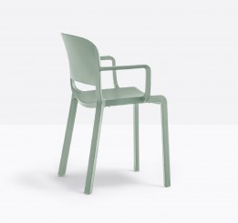 Pedrali Dome Stuhl 265 mit Armlehnen hellgrün, 4er Set