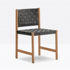 Pedrali Griante Teak Stuhl mit geflochtener Sitz- und Rückenelement 3800 