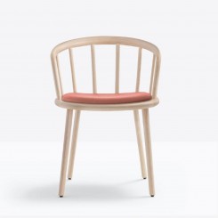 Pedrali Nym 2836 Holzschalenstuhl, 4-Fußgestell, Polster, Armlehne 