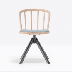 Pedrali Nym 2841 Holzschalenstuhl, drehbares 4-Fußgestell, Polster 