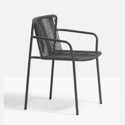 Pedrali Tribeca Terrassenstuhl 3665 mit Armlehnen anthrazit