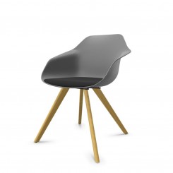 Wilkhahn Universalstuhl Yonda mit Massivholzgestell mit Sitzpolster 320/21, konfigurierbar 