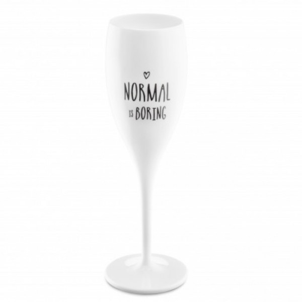 Koziol Sektglas mit Druck CHEERS NORMAL IS BORING weiß 100ml 3781525 