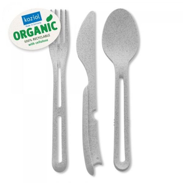 Koziol Klikk Besteck-Set 3-teilig organic grey 4003670 