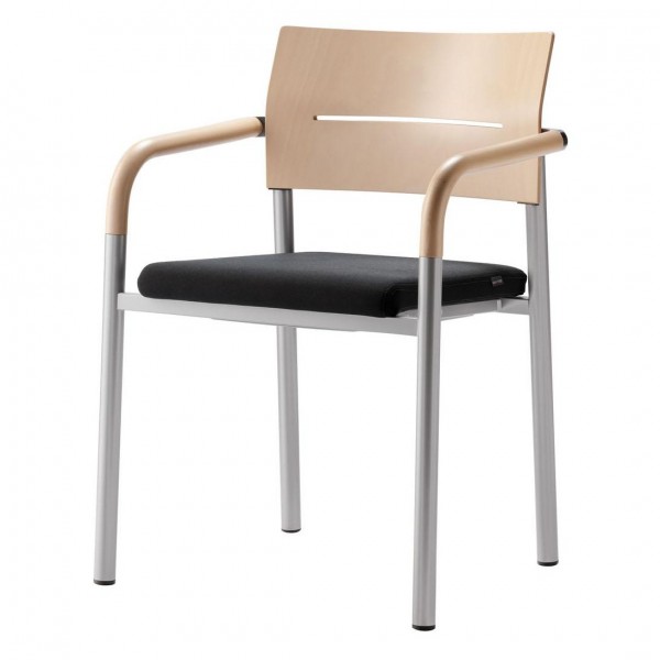Wiesner Hager Stapelstuhl aluform_3 6431-101 Buche-AL/Sitzpolster konfigurierbar 
