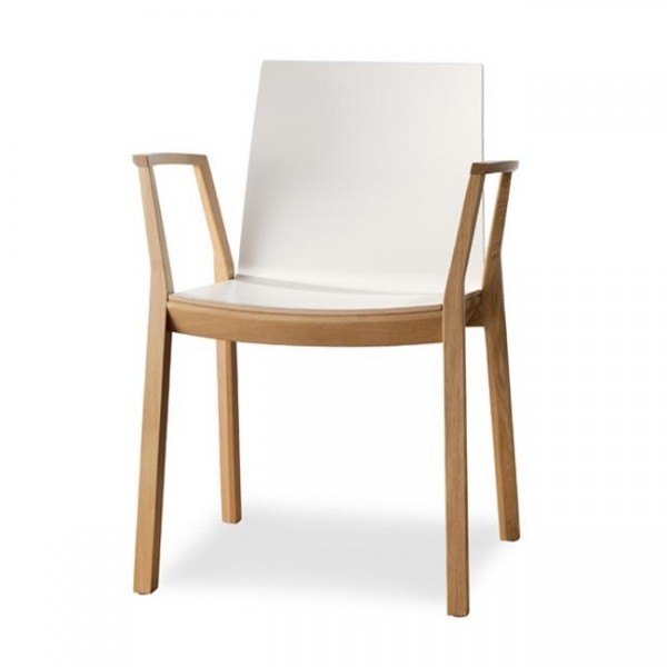 Wiesner Hager arta Stapelstuhl mit AL 6893-700 Eiche/Schichtstoff, konfigurierbar 