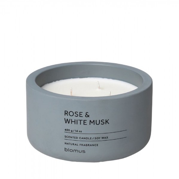 Blomus FRAGA Duftkerze 13 cm, Rose & White Musk, Flint Stone, 65959 
