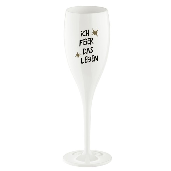 Koziol Sektglas Cheers No.1 ICH FEIER DAS LEBEN 100ml weiß 4048525 