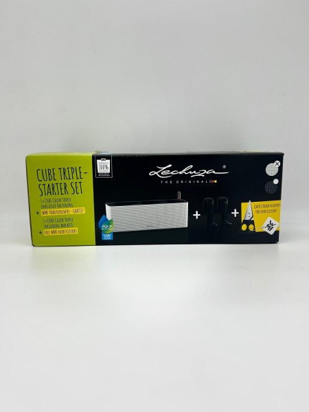 Lechuza Cube Color Triple mit Stick-System und Kräuterschere weiß 13679 