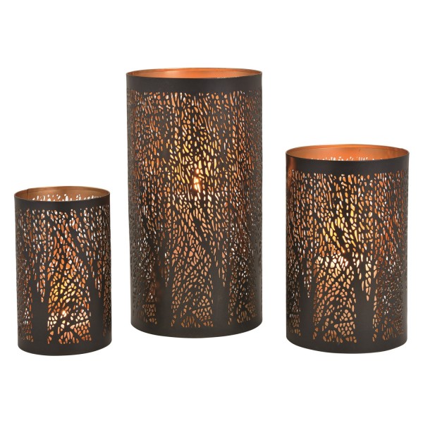 Windlicht Baum Dekor aus Metall Schwarz 3er Set 10030098 