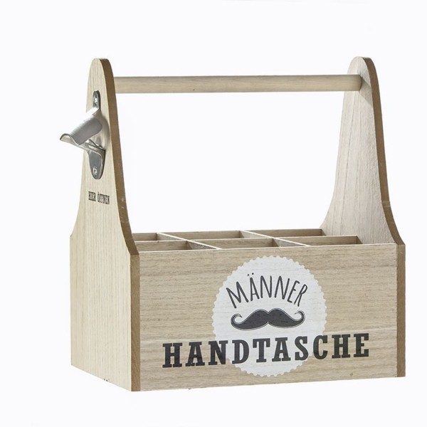 6er Flaschenträger "Männer Handtasche" natur 41232 