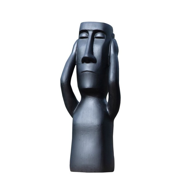 Magnesia Skulptur "Nichts hören" Höhe 70cm matt schwarz 34623 