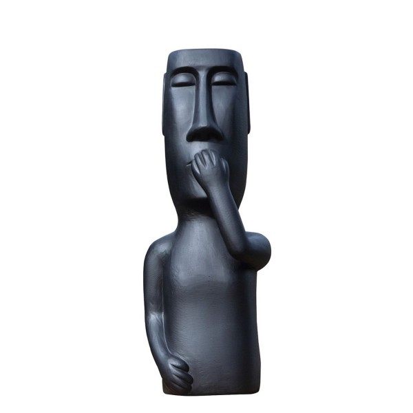 Magnesia Skulptur "Nichts sagen" Höhe 70cm matt schwarz 34625 