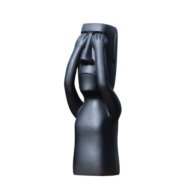Magnesia Skulptur "Nichts sehen" Höhe 70cm matt schwarz 34624 