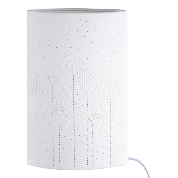 GILDE Porzellan Lampe Flowers weiß 28,5cm 32190 