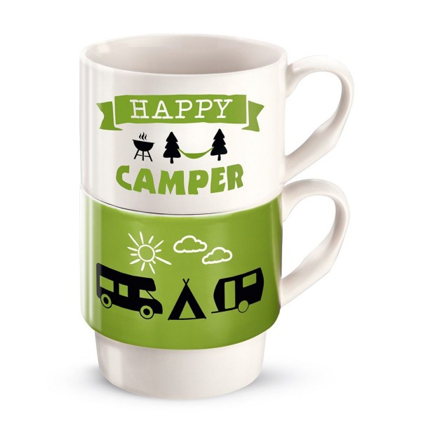 Gilde Stapeltasse Happy Camper 2tlg. 44173 