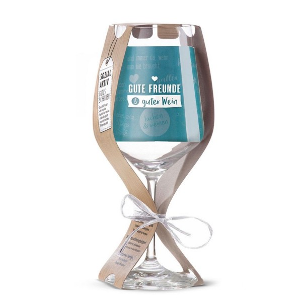 Glas Weinglas "Gute Freunde & guter Wein" 500ml 46365 