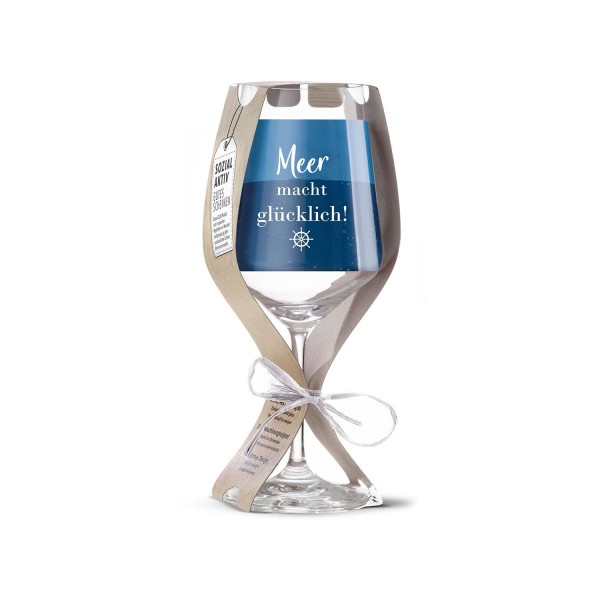 Glas Weinglas "Meer macht glücklich" 500ml Wellenglück 52900 