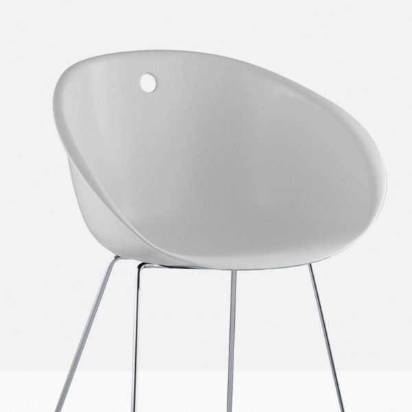 Pedrali Gliss 902 Barhocker mit weißer Sitzschale Gestell verchromt, 1 Stück