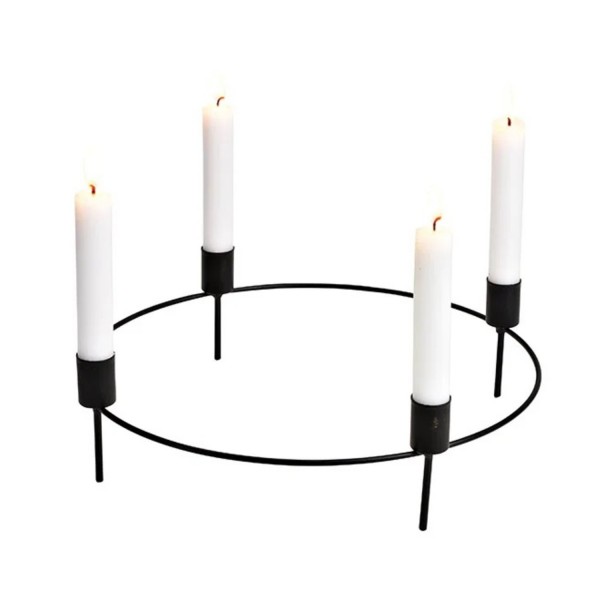 Kerzenhalter Kranzstecker für 4 Kerzen aus Metall Schwarz Ø 32cm 10031813 