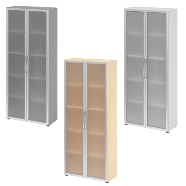 Hammerbacher Basic Glastürenschrank 5OH Höhe 188 cm, Breite 80 cm, konfigurierbar 