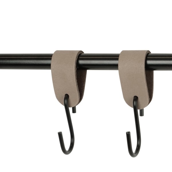 HANDLES and more S-Kleiderhaken Leder Aufhänger Grösse S 2er Set taupe 
