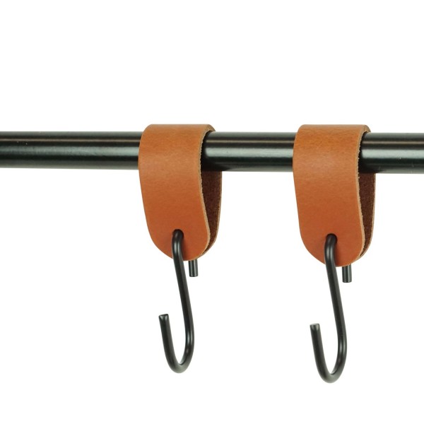 HANDLES and more S-Kleiderhaken Leder Aufhänger Grösse S 2er Set cognac 