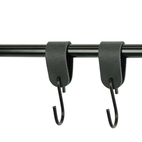 HANDLES and more S-Kleiderhaken Leder Aufhänger Grösse S 2er Set Vintage schwarz 
