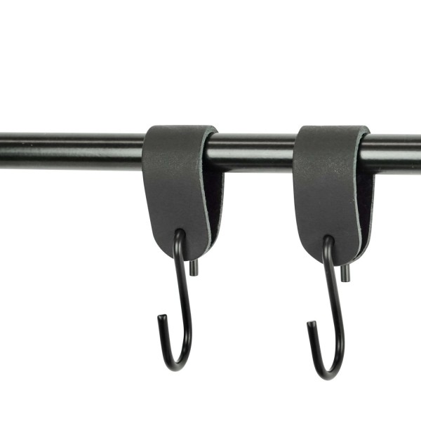 HANDLES and more S-Kleiderhaken Leder Aufhänger Grösse S 2er Set schwarz 