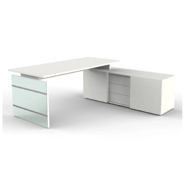 Kerkmann Lugano Komplettarbeitsplatz, höhenverstellbar, Glas belegten Wangen, konfigurierbar 