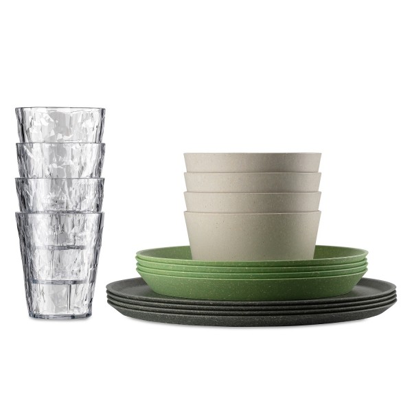 Koziol Connect BERGEN Geschirrset 16-teilig nature desert sand / natur grey / natur green 7878279 