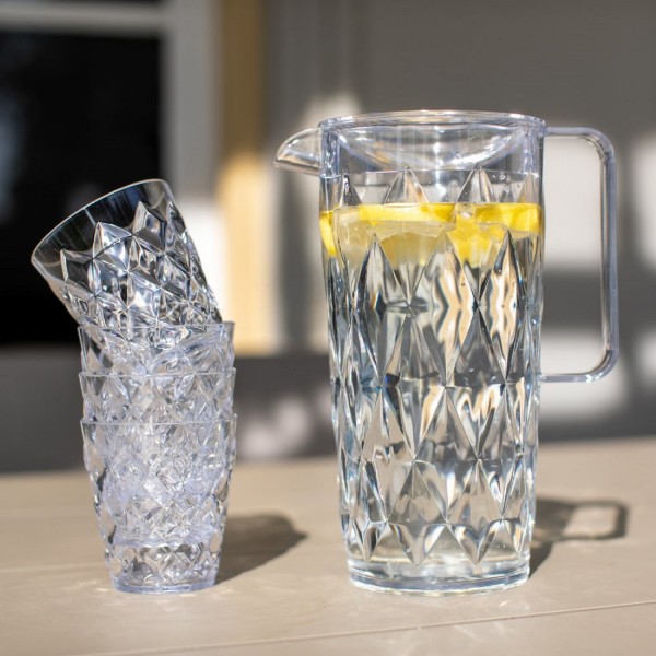 Koziol Kanne CRYSTAL 1,6l mit 4 Becher 250ml 4007535 