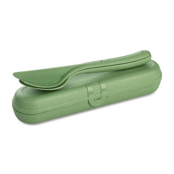 Koziol KLIKK READY Besteckset mit Etui nature leaf green 7070703 