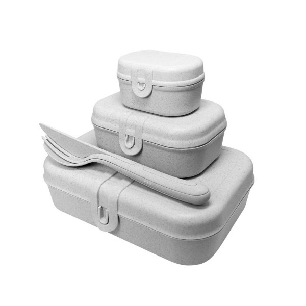 Koziol PASCAL READY Lunchbox-Set + Besteck organic grey 3168670 
